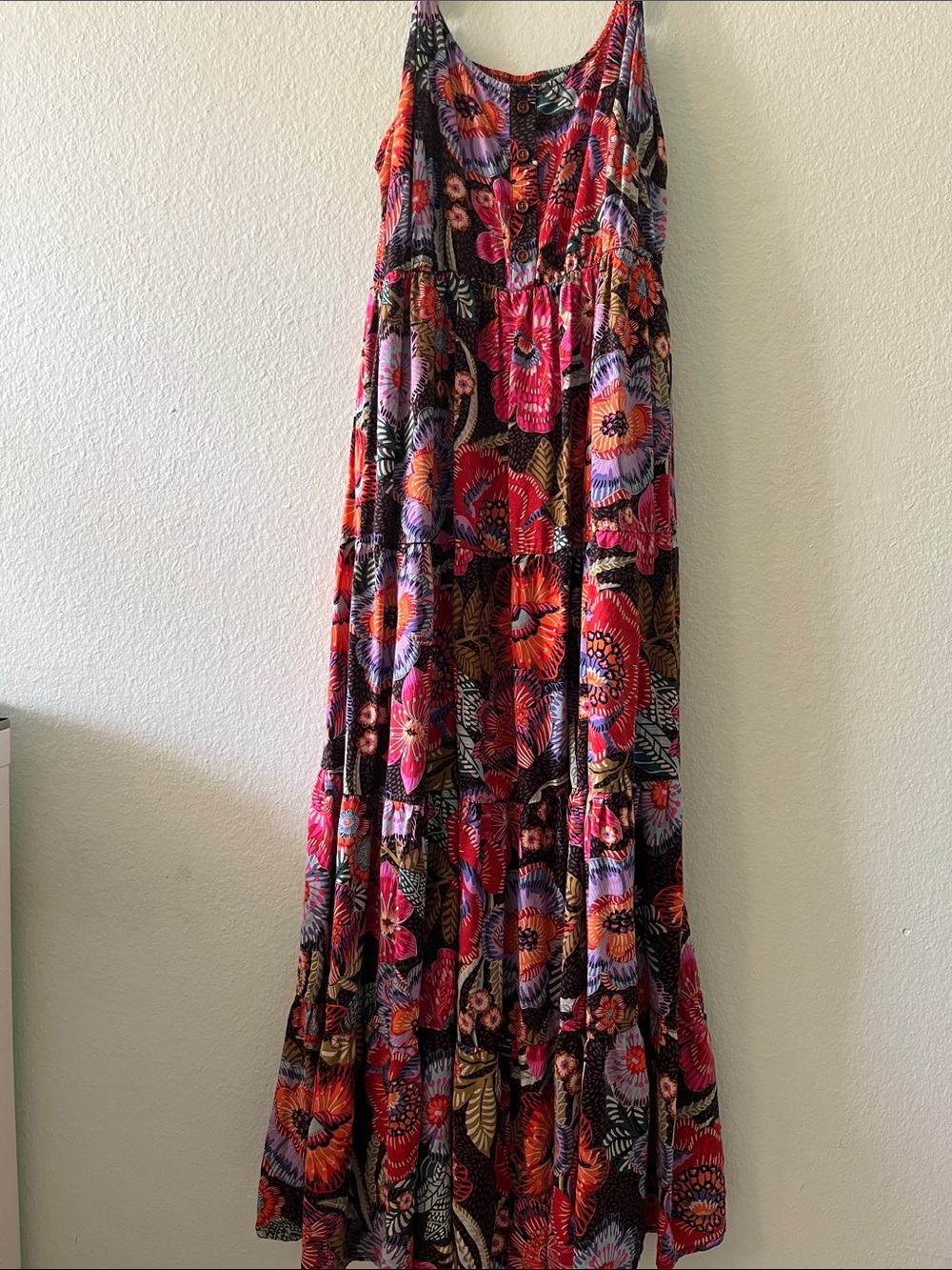 torrid Black Maxi dress with Pink, Orange and Purple Floral Print